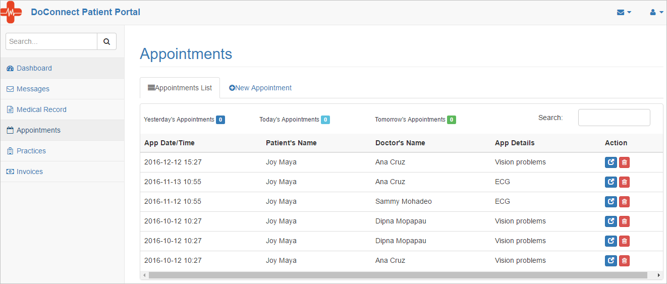Appointments Page